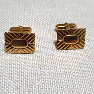 Vintage Cufflinks Gold Tone Pat Pend USA Signed